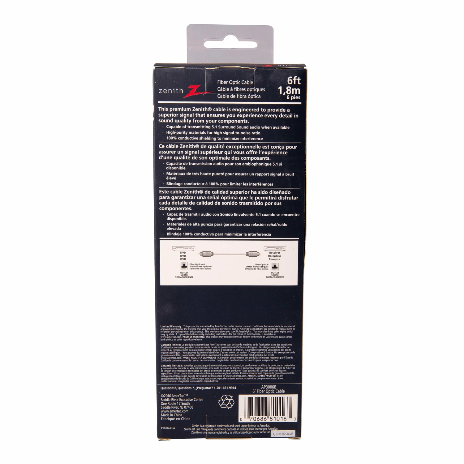 Best Pirce ๐ฏ Zenith Consumer Electronics Premium Fiber Optic Cable, 3'/6' | AP3003B, AP3006B ๐ 5 Zenith Consumer Electronics Premium Fiber Optic Cable, 3'/6' | AP3003B, AP3006B