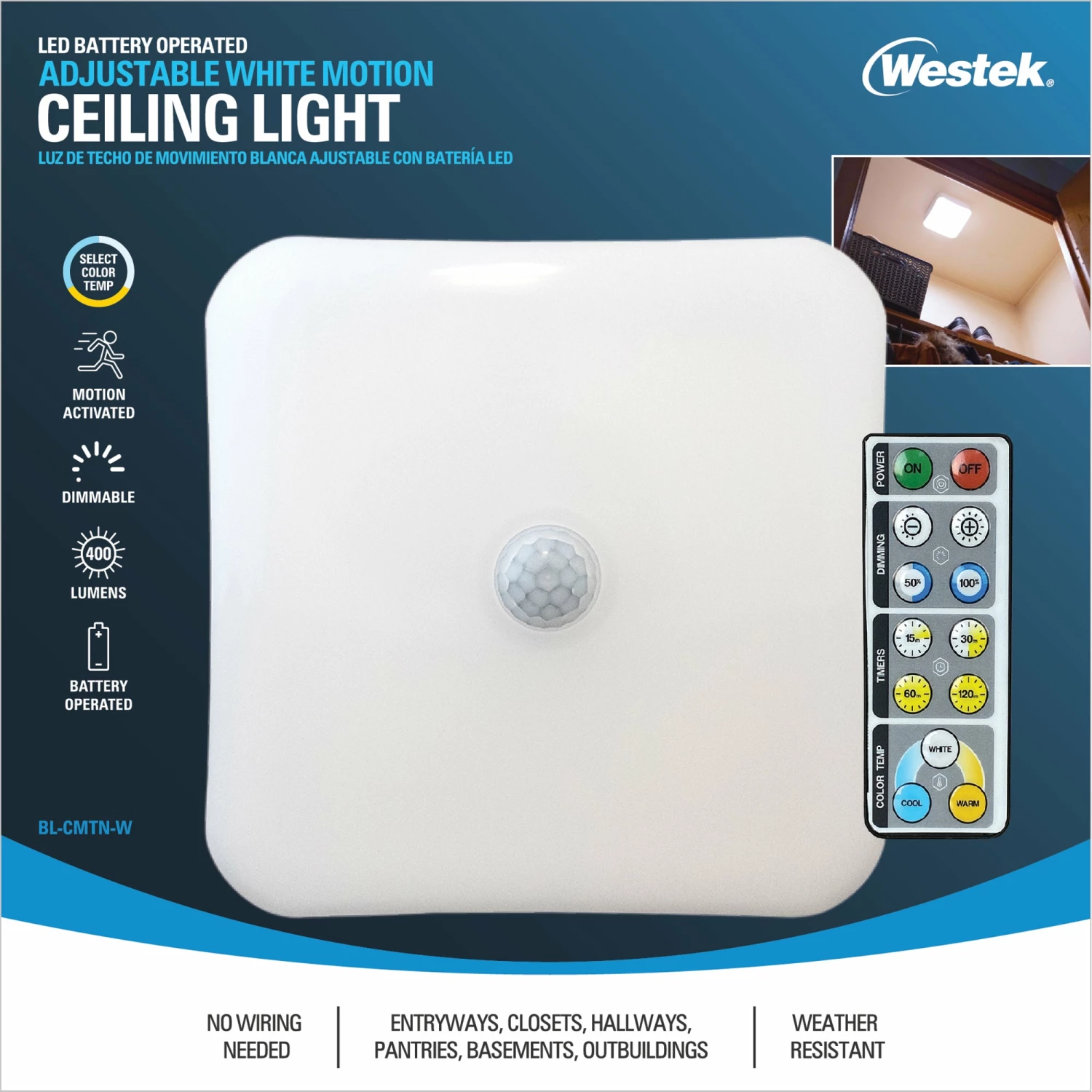 Buy 🥰 Westek Dual Activated Ceiling Light | BL-CMTN-W 🧨 7 Westek Dual Activated Ceiling Light | BL-CMTN-W
