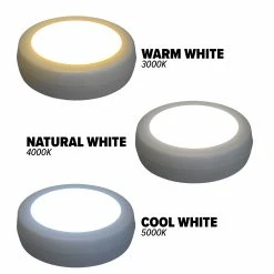Westek Battery Operated Lights Adjustable White Puck Light - 2PK, 3PK, 6PK | BL-PCCT-W2, BL-PCCT-W3, BL-PCCT-W6