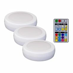 Westek Color-Changing Adjustable White Puck Light - 2PK, 3PK| BL-PCLR-W2, BL-PCLR-W3 Battery Operated Lights