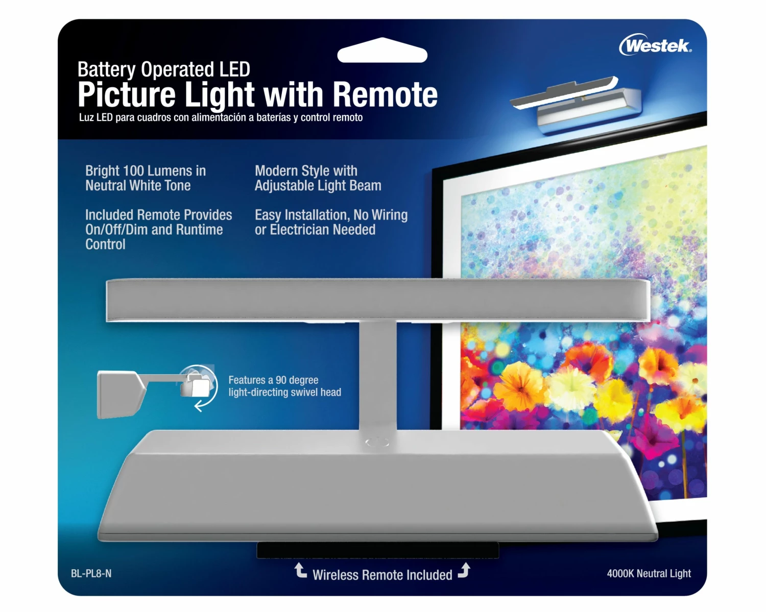 New π₯ Westek 8" LED Picture Light - Satin Nickel | BL-PL8-N Battery Operated Lights β€οΈ 7 Westek 8" LED Picture Light - Satin Nickel | BL-PL8-N Battery Operated Lights