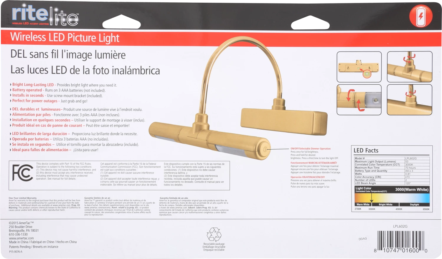 Flash Sale π RiteLite 8" LED Picture Light - Gold | LPL602G π₯ 9 RiteLite 8" LED Picture Light - Gold | LPL602G