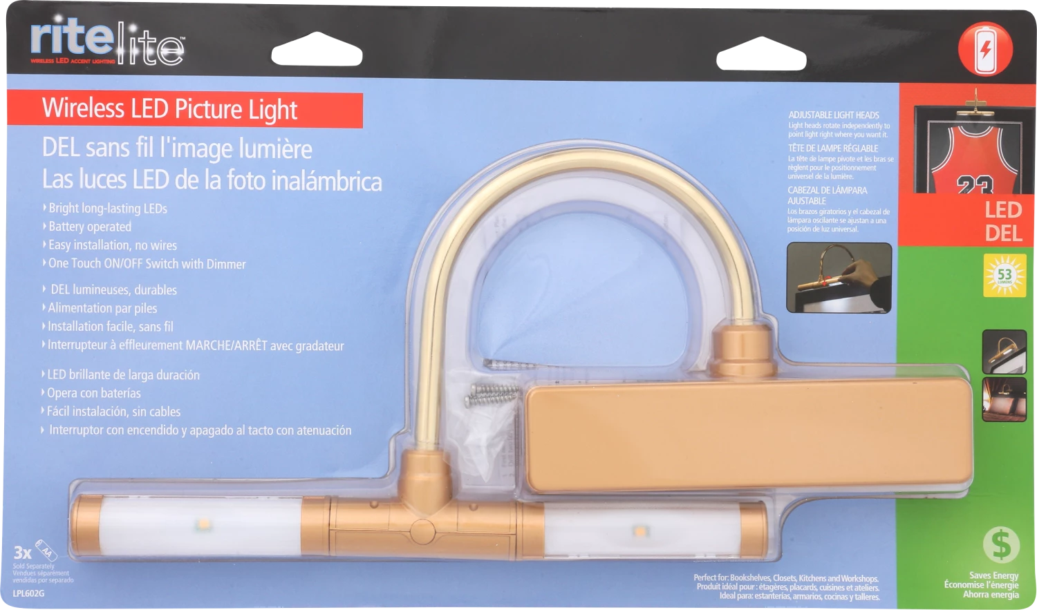 Flash Sale π RiteLite 8" LED Picture Light - Gold | LPL602G π₯ 8 RiteLite 8" LED Picture Light - Gold | LPL602G