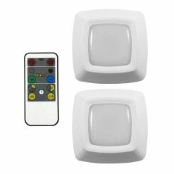 Westek Battery Operated Lights LED Pucks With RF Remote Control - 2 Pack | LW2205W-N2