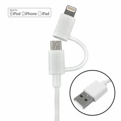 Zenith Micro USB & Lightning 8-Pin Cable, White | PM1002MU8ADP Consumer Electronics