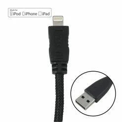 Zenith Braided Lightning 8-Pin To USB Cable, Black | PM1003U8BB, PM1006U8BB Consumer Electronics