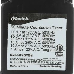 Westek Indoor Wire-In Spring Wound Countdown Timers, White | TMSW15MW, TMSW30MW, TMSW60MW