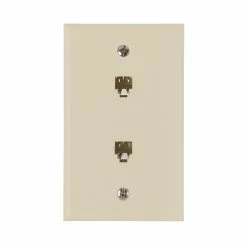 Zenith Flush Mount Dual Telephone Wallplate, Almond | TW1002DA