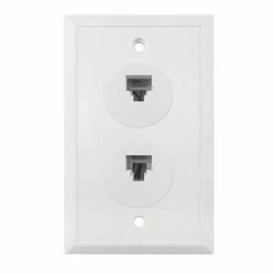 Zenith Flush Mount Dual Ethernet Wallplate, White | VW6E6EW
