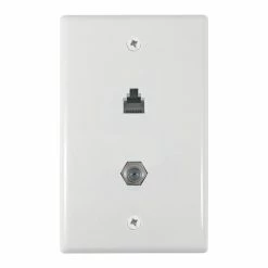 Zenith Flush Mount Ethernet & Coax Wallplate, White | VW6ERG6W Consumer Electronics